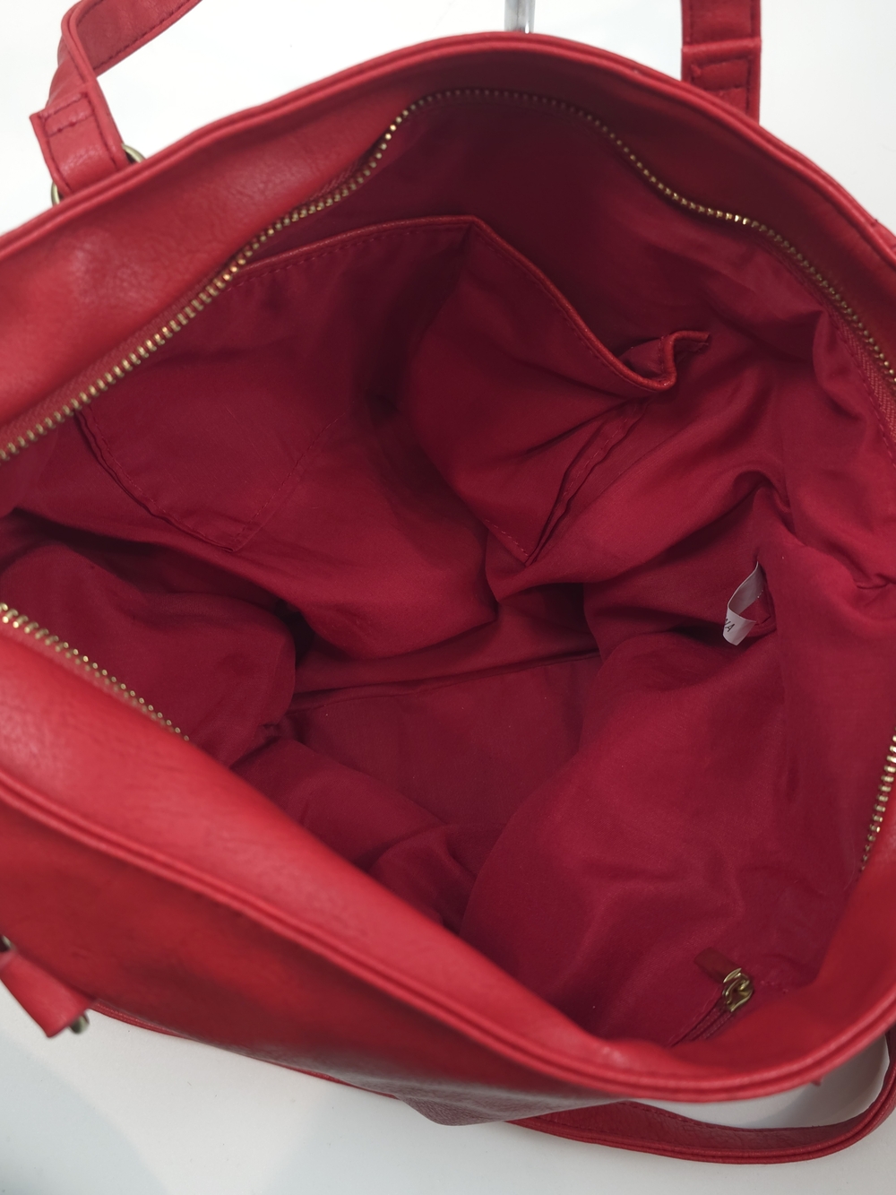 Rampage Red Faux-Leather Distressed Purse with Gold Accents - Picture 7 of 11